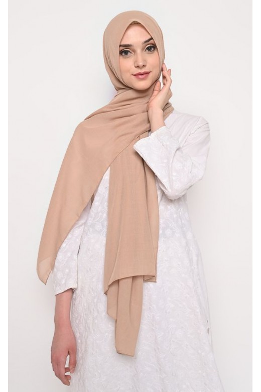 Pasmina Voal Gucci Jahit Tepi Tan
